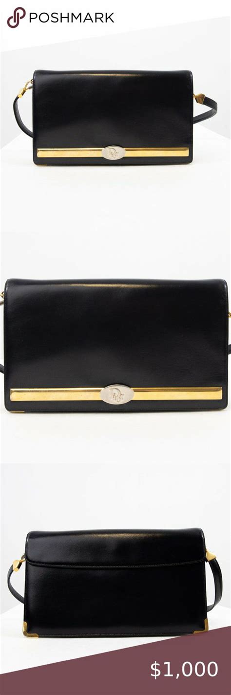 Christian Dior Vintage Leather Logo Baguette .